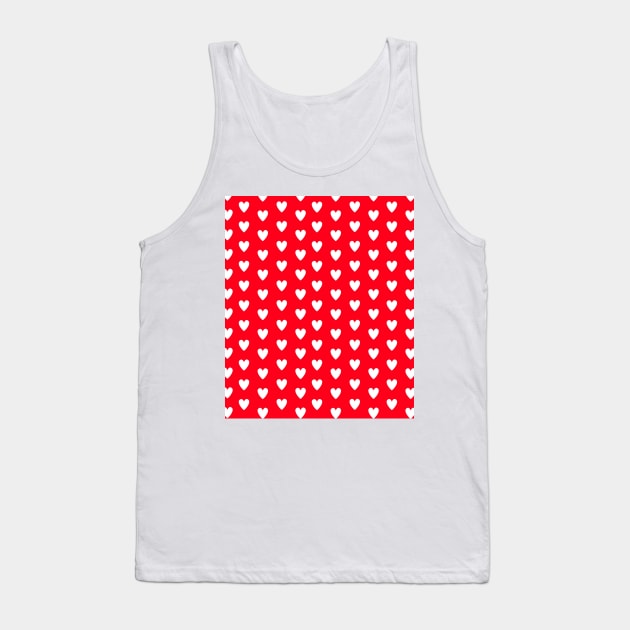 White Hearts Polka Dots on Red Tank Top by OneThreeSix